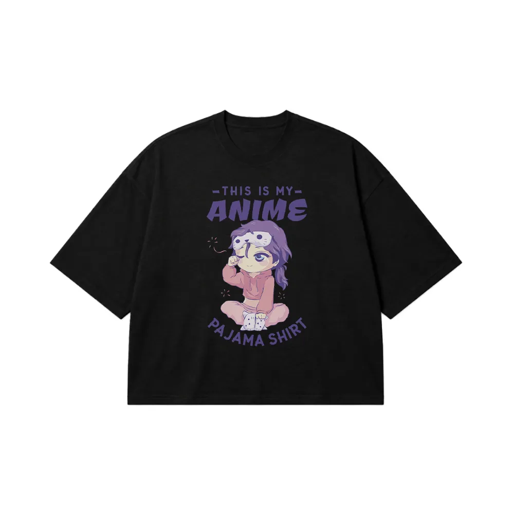 تیشرت باکسی دختر انیمه‌ای طرح Anime Pajama Shirt کد 32206