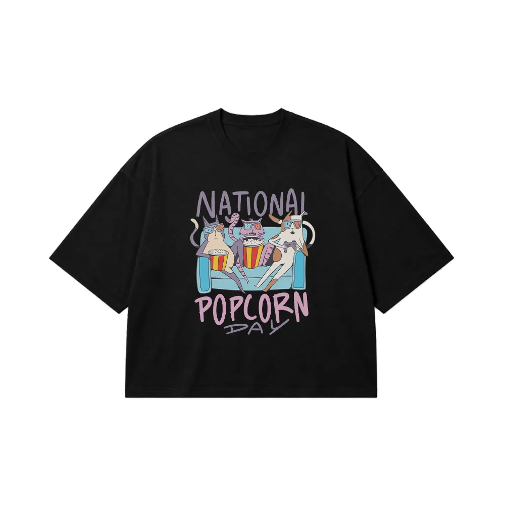 تیشرت باکسی پاپ کورن طرح National Popcorn Day کد 32262