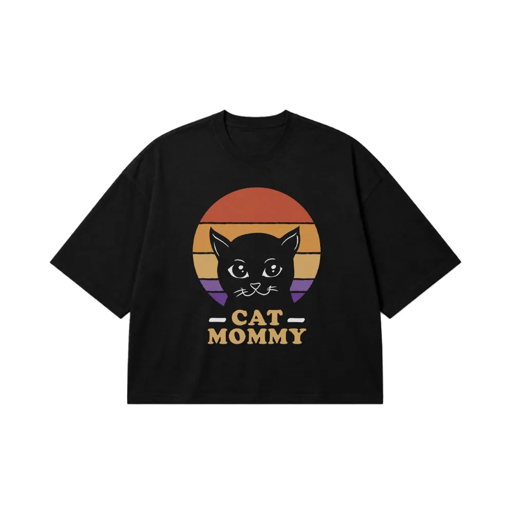 تیشرت باکسی گربه طرح Cat Mommy کد 32363
