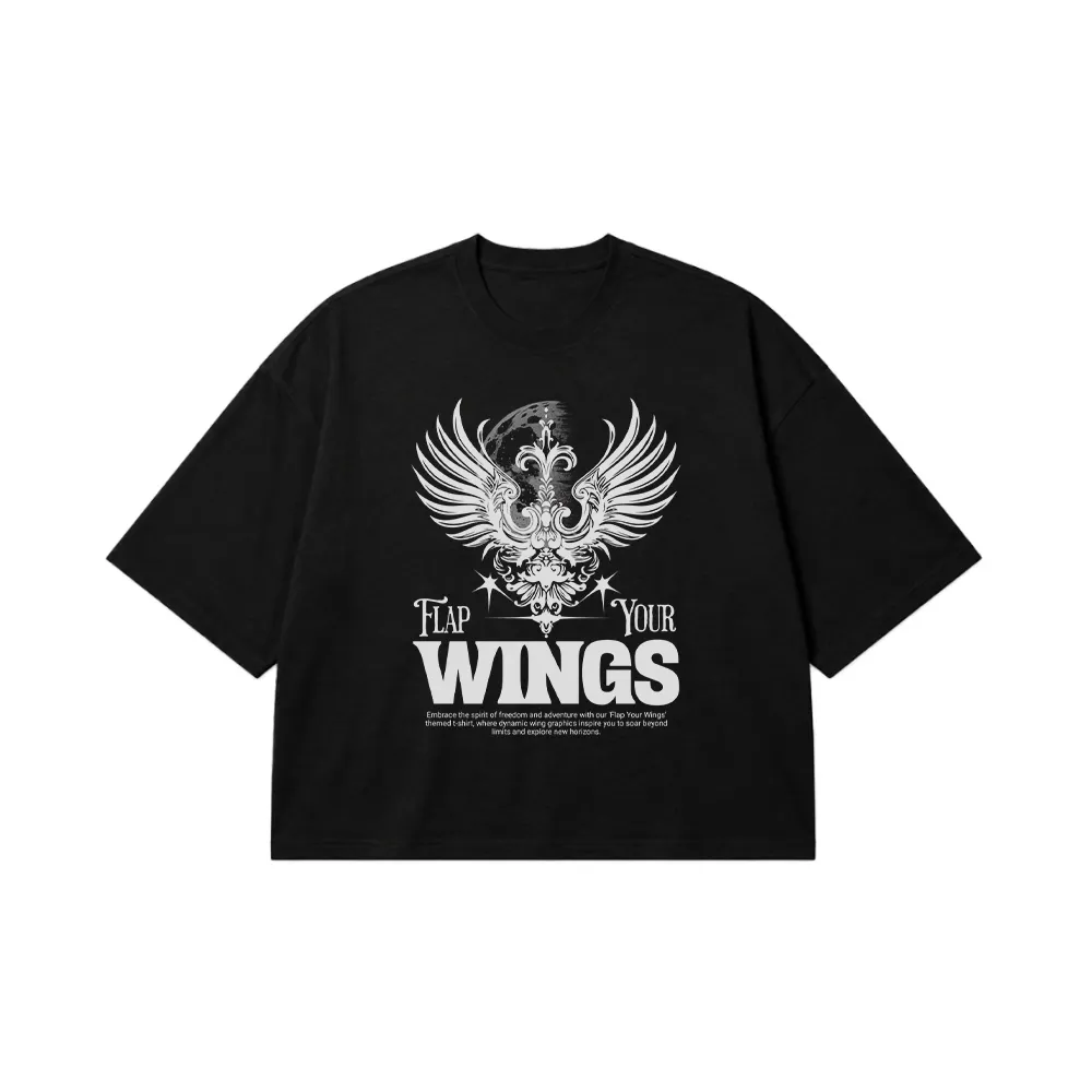 تیشرت باکسی انگیزشی بال‌ها طرح Flap Your Wings کد 32526
