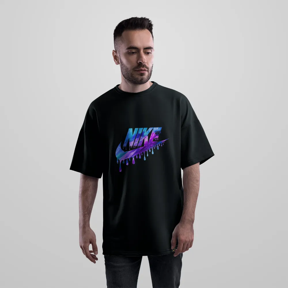 تیشرت اورسایز نایکی طرح قطره‌ای رنگی (Nike Drip) کد 24791