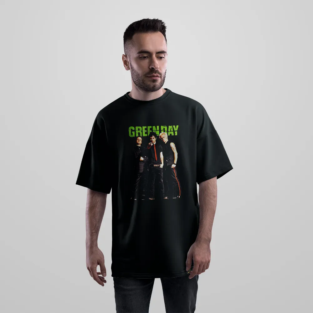 تیشرت اورسایز گرین دی طرح پانک‌راک (Green Day) کد 25233