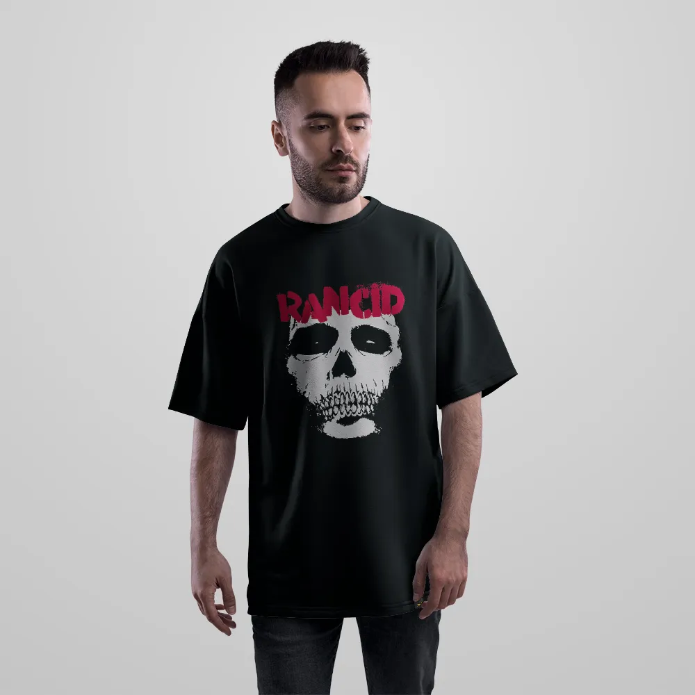 تیشرت اورسایز رنسید طرح جمجمه پانک (Rancid) کد 26334