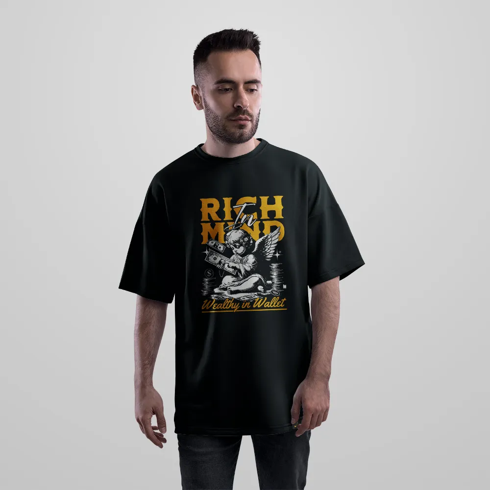 تیشرت اورسایز انگیزشی طرح Rich Mind کد 26701