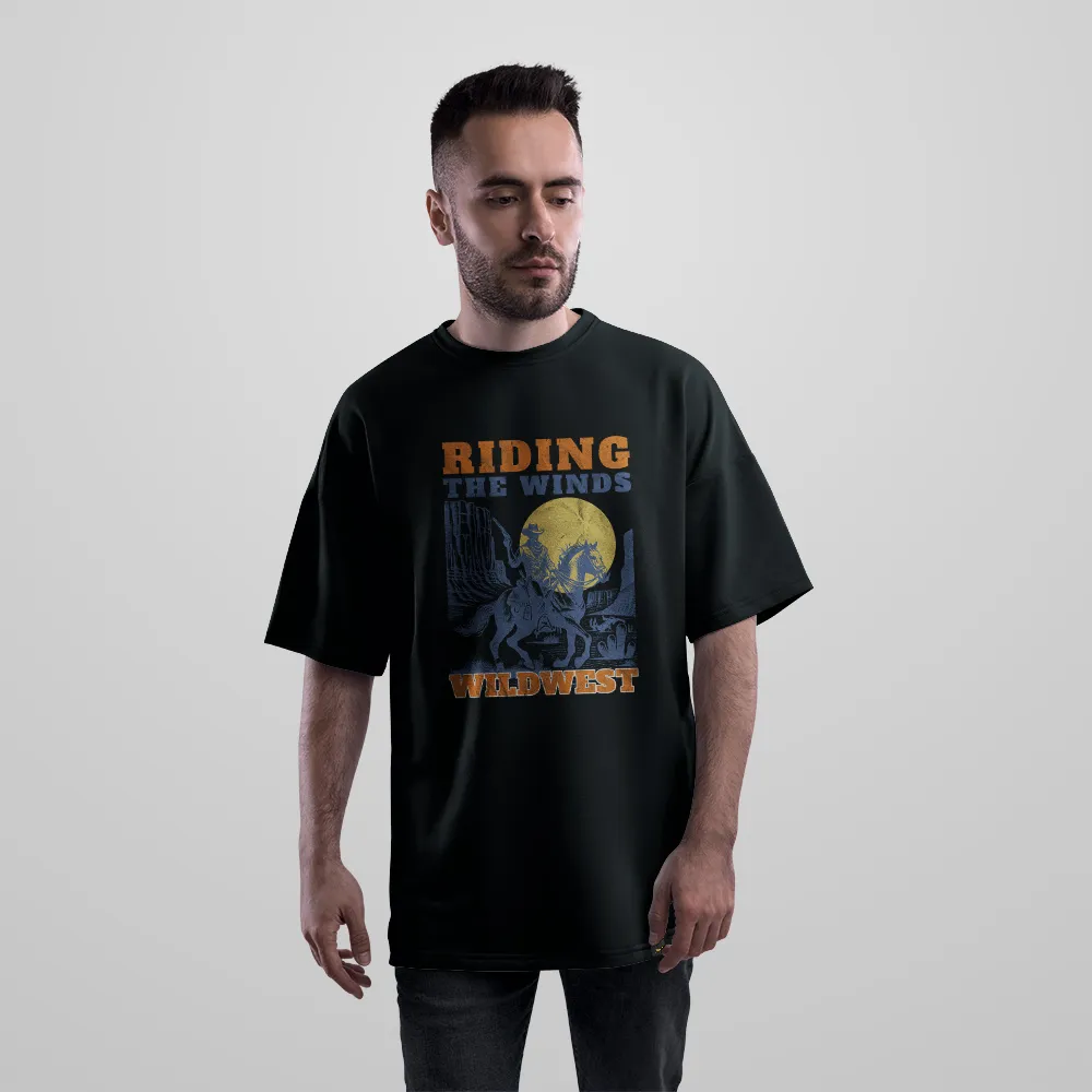 تیشرت اورسایز وسترن طرح Riding The Winds کد 26727