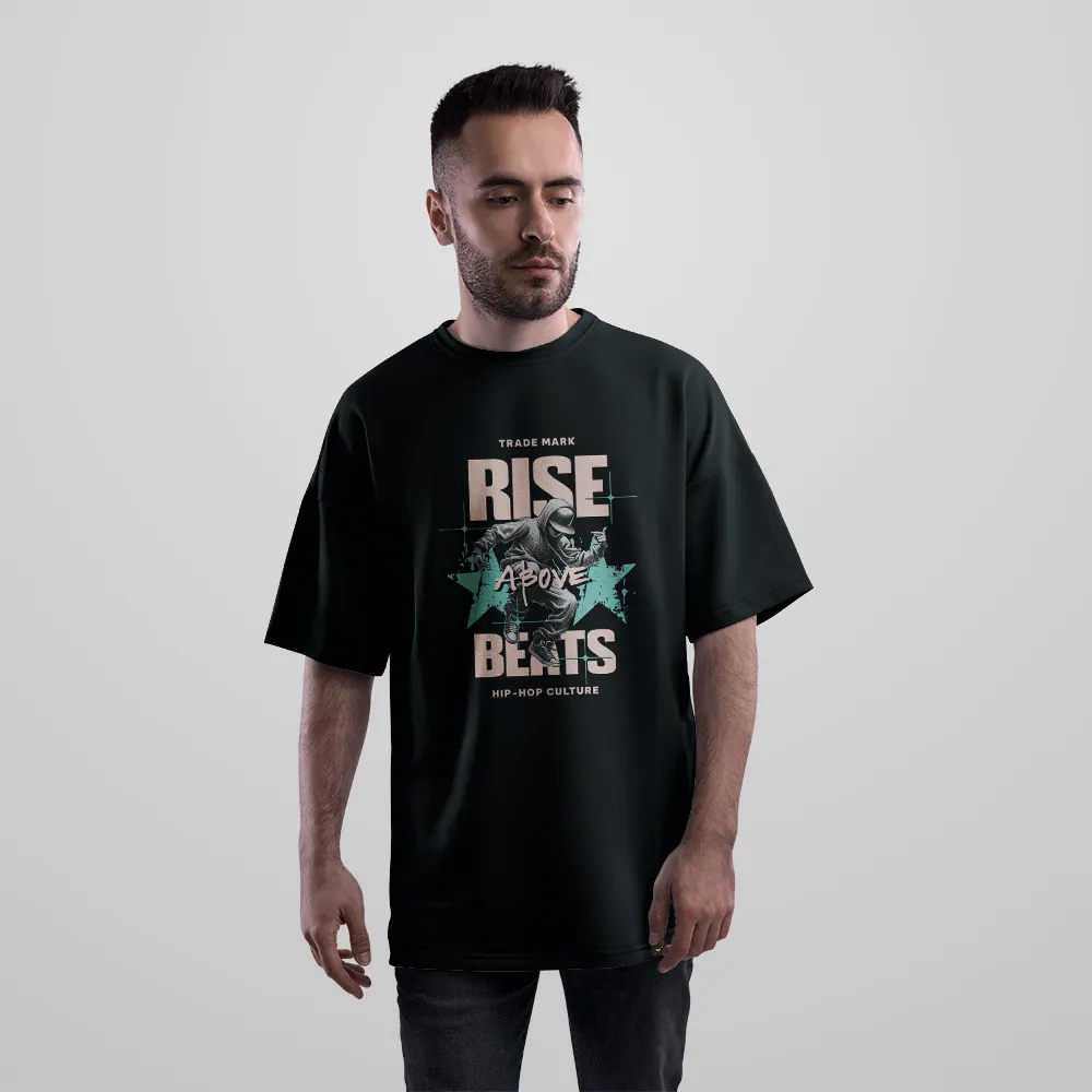 تیشرت اورسایز هیپ هاپ طرح Rise Above Beats کد 26767