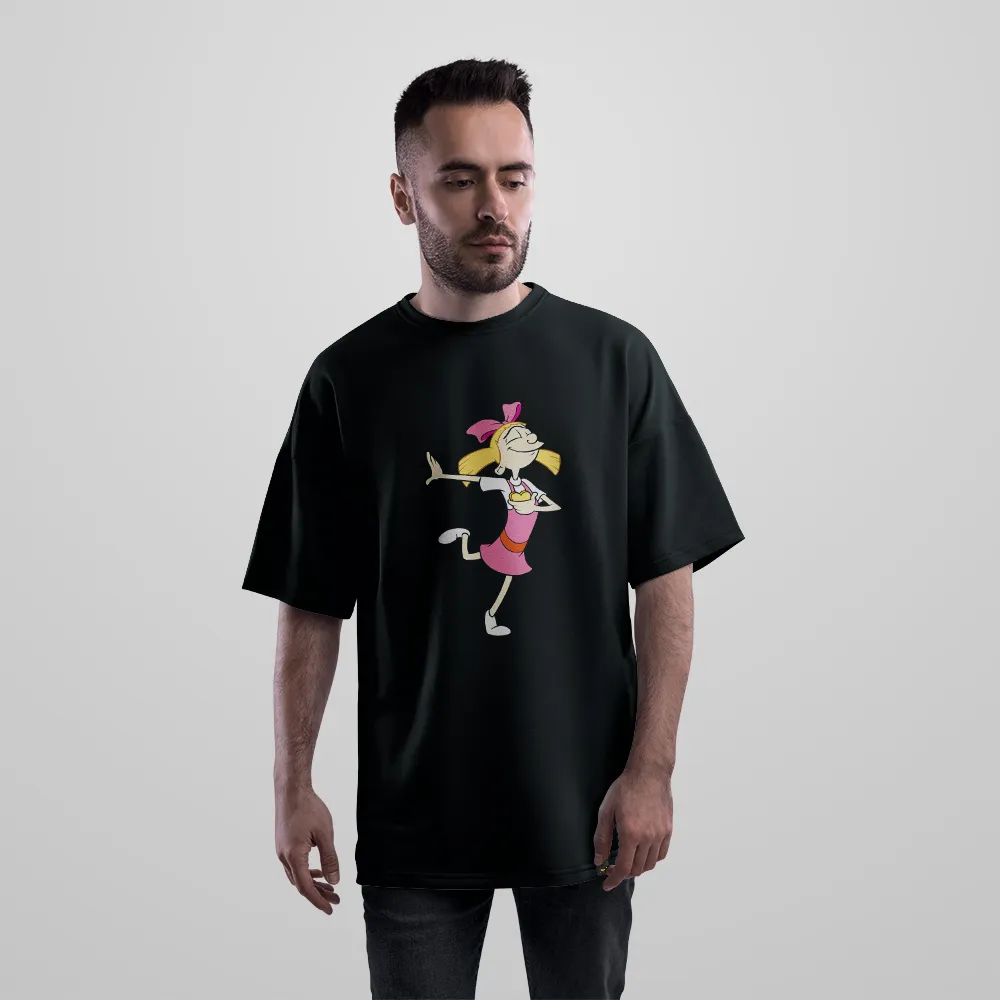 تیشرت اورسایز کارتونی طرح هلگا (Hey Arnold) کد 27076