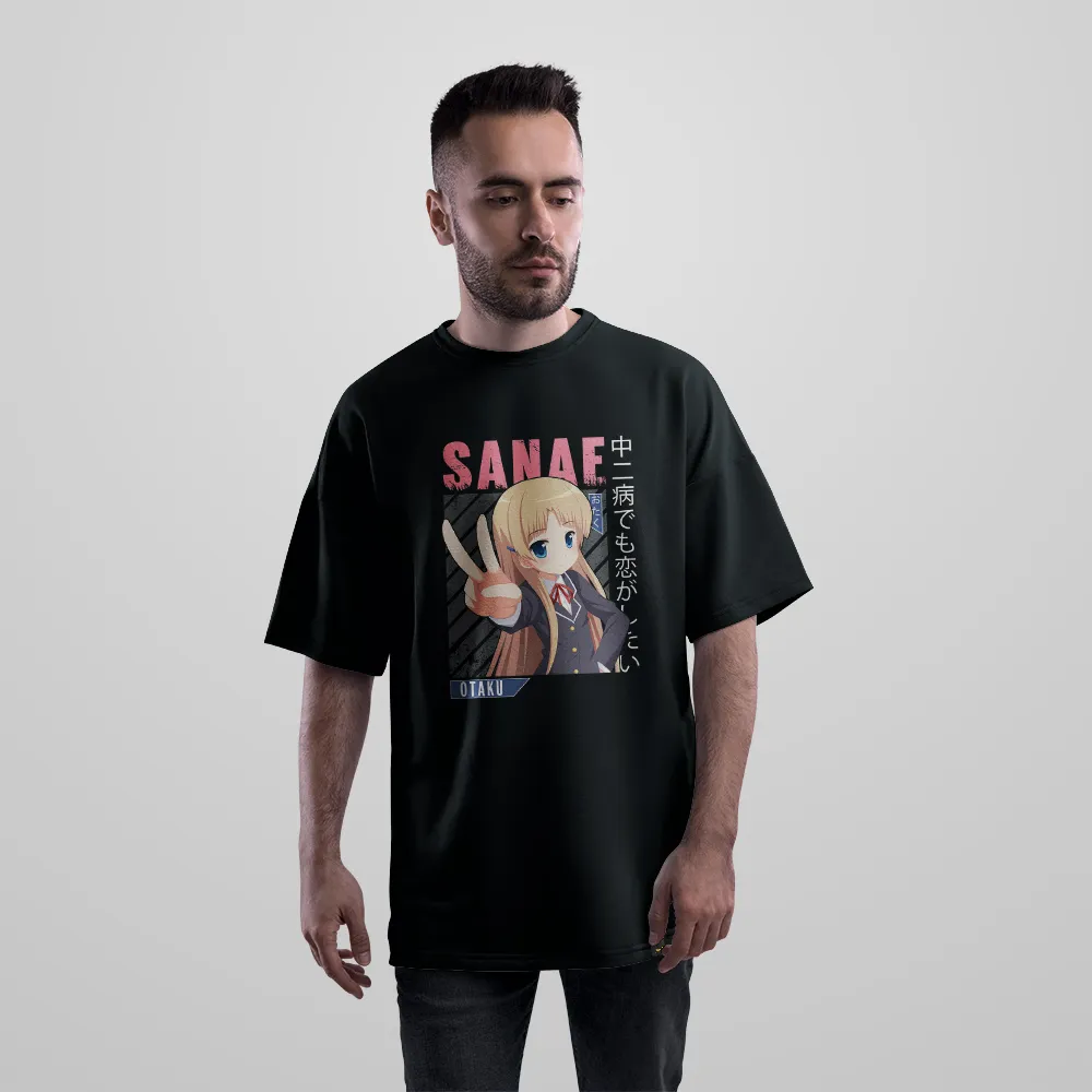 تیشرت اورسایز انیمه دخترانه طرح Otaku Sanae پیروزی کد 27081