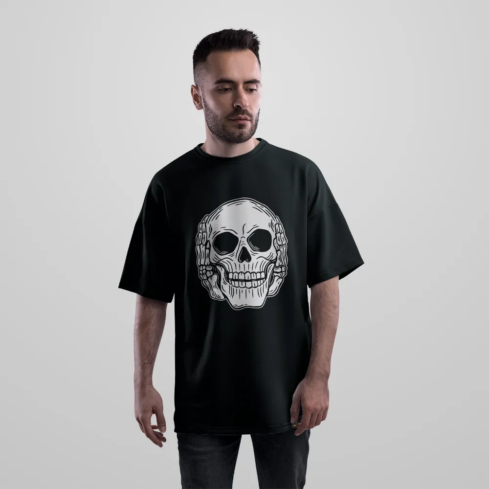 تیشرت اورسایز جمجمه طرح See No Evil با بندانا کد 27619