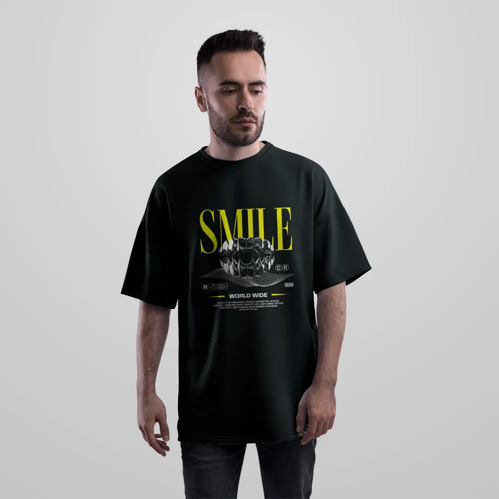 تیشرت اورسایز طرح Smile World Wide با دندان کد 27915