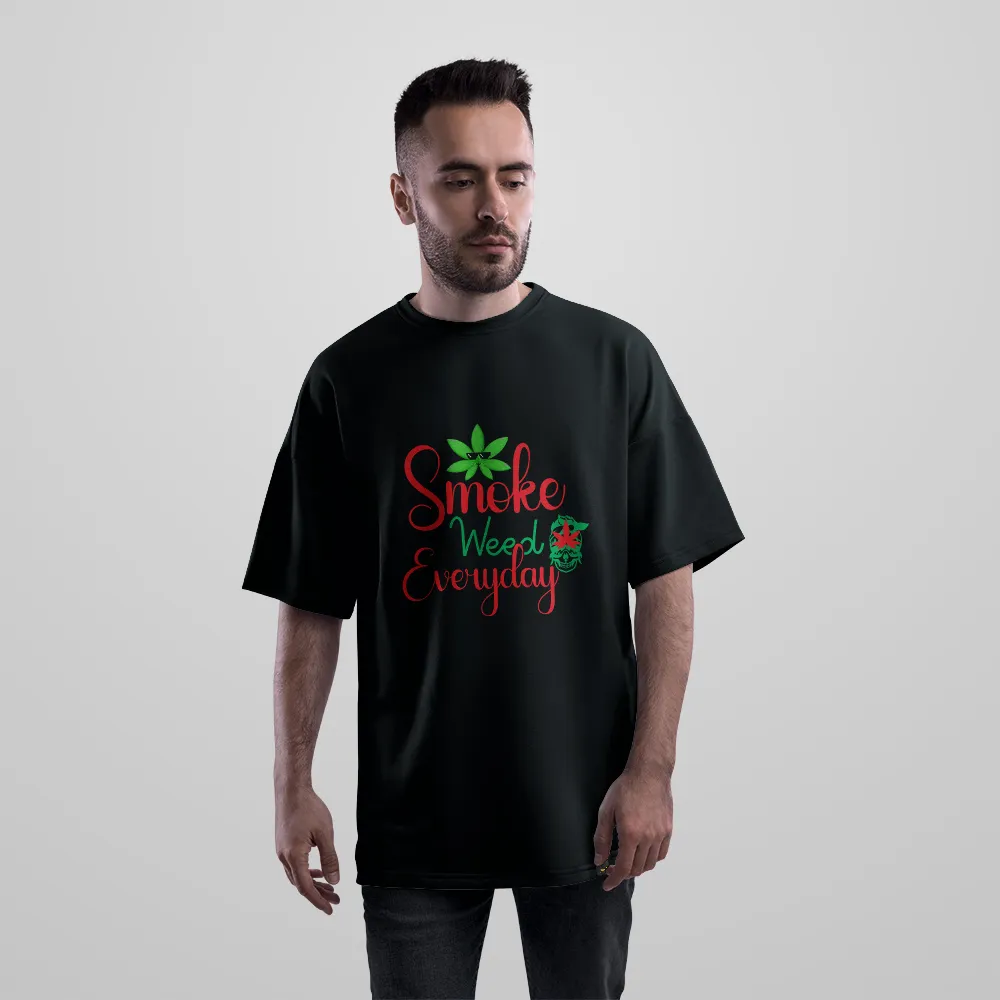 تیشرت اورسایز طرح جمجمه Smoke Weed Everyday کد 27925