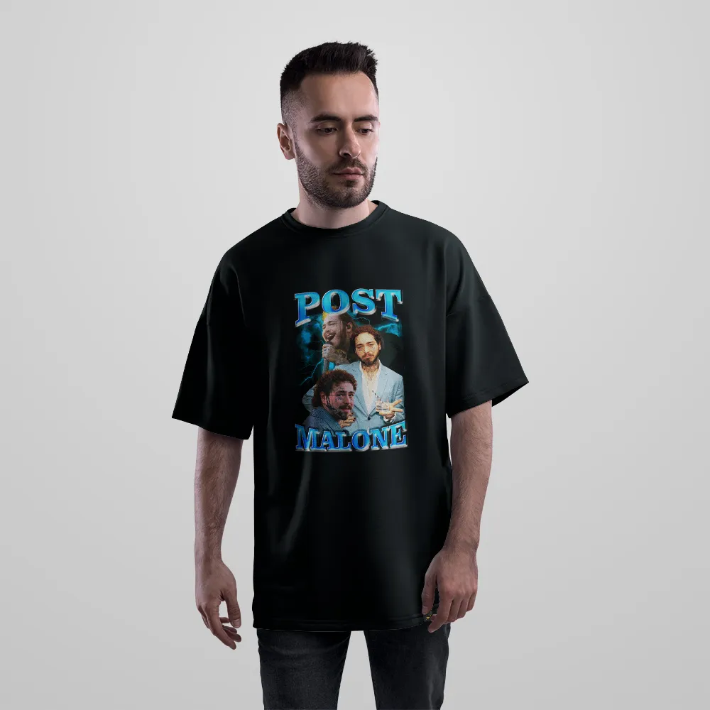 تیشرت اورسایز پست مالون طرح پرتره (Post Malone) کد 28285