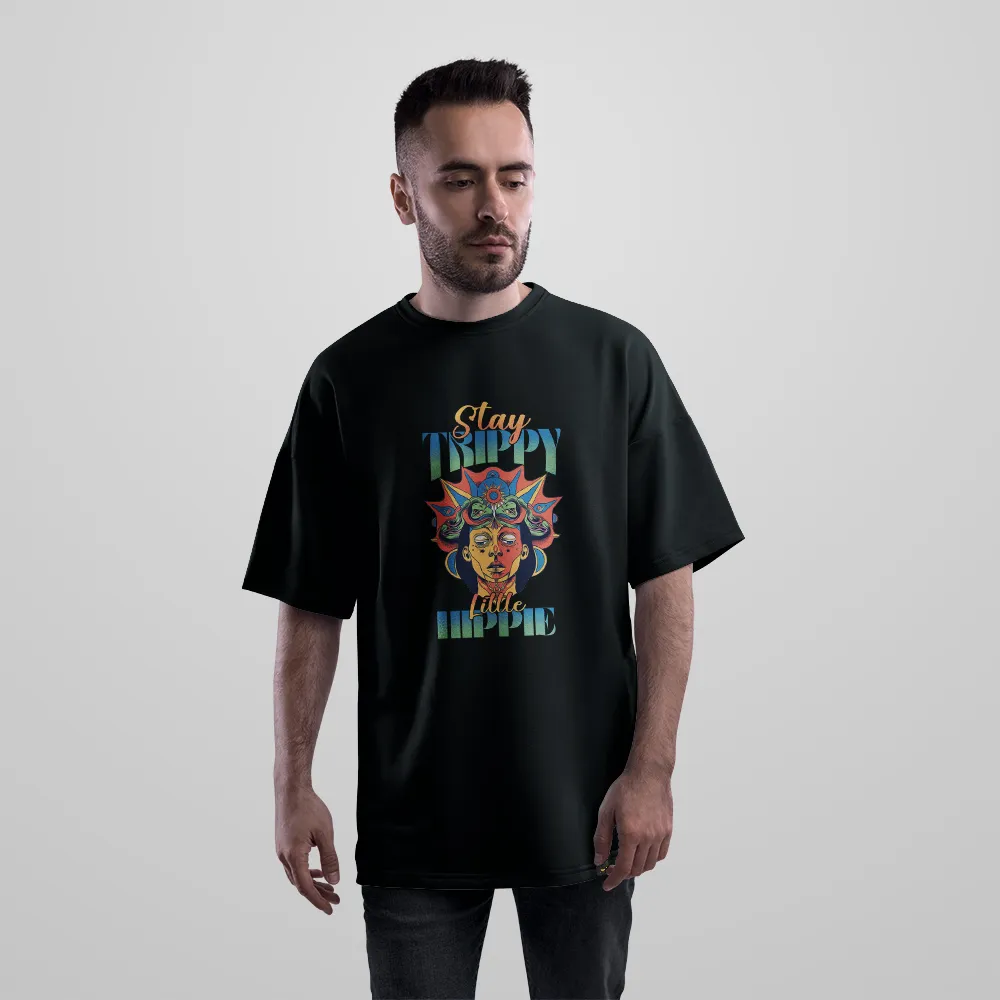 تیشرت اورسایز سایکدلیک طرح Stay Trippy Little Hippie کد 28379