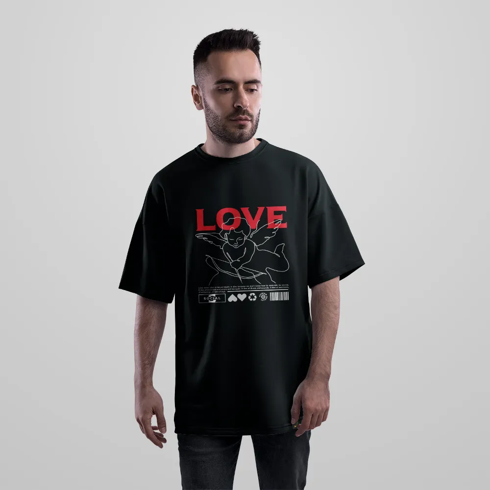 تیشرت اورسایز فرشته عشق طرح Love کد 28458