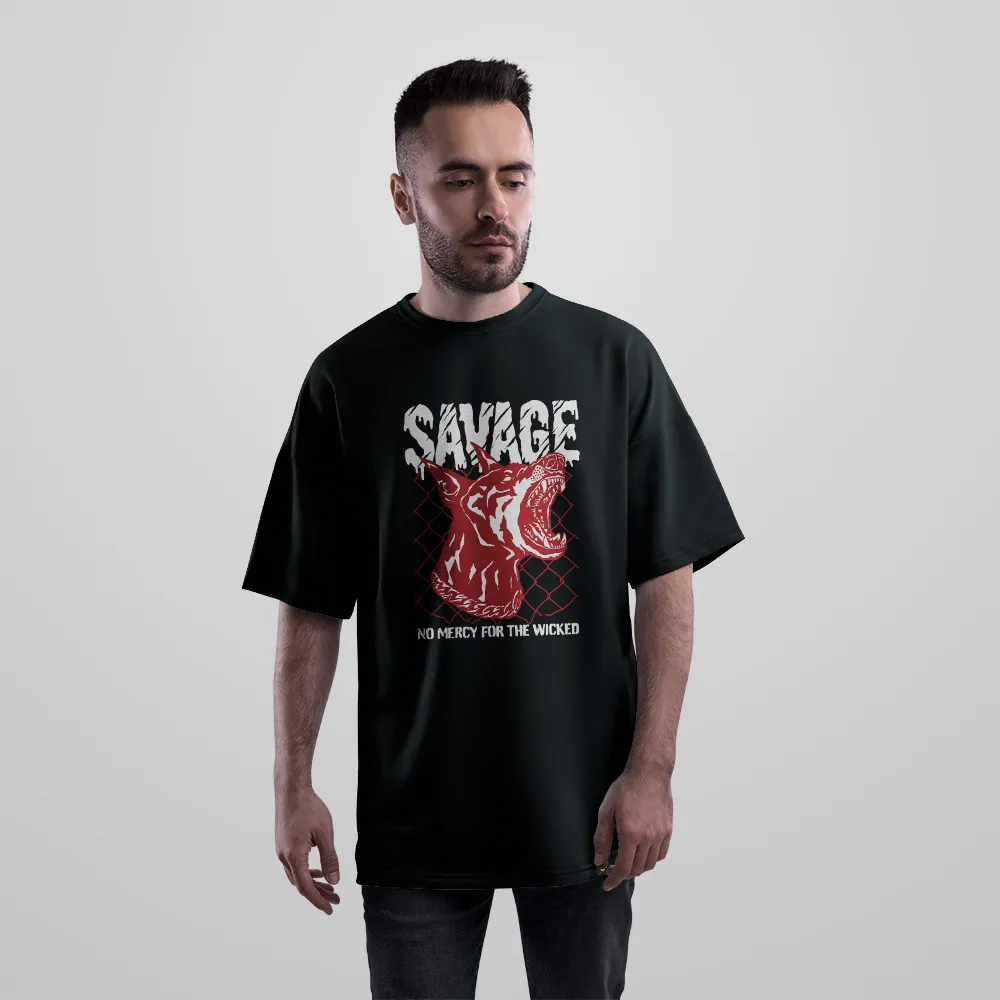 تیشرت اورسایز سگ طرح Savage کد 28460