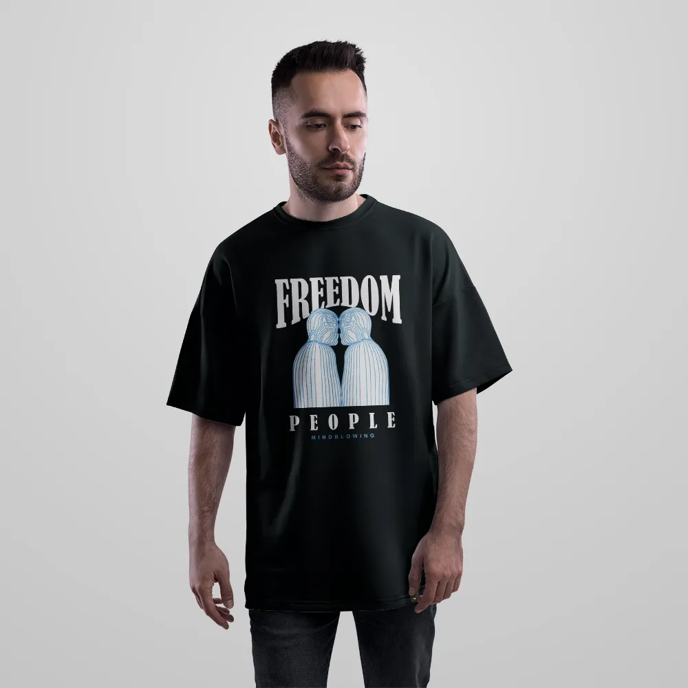 تیشرت اورسایز طرح Freedom People کد 28486