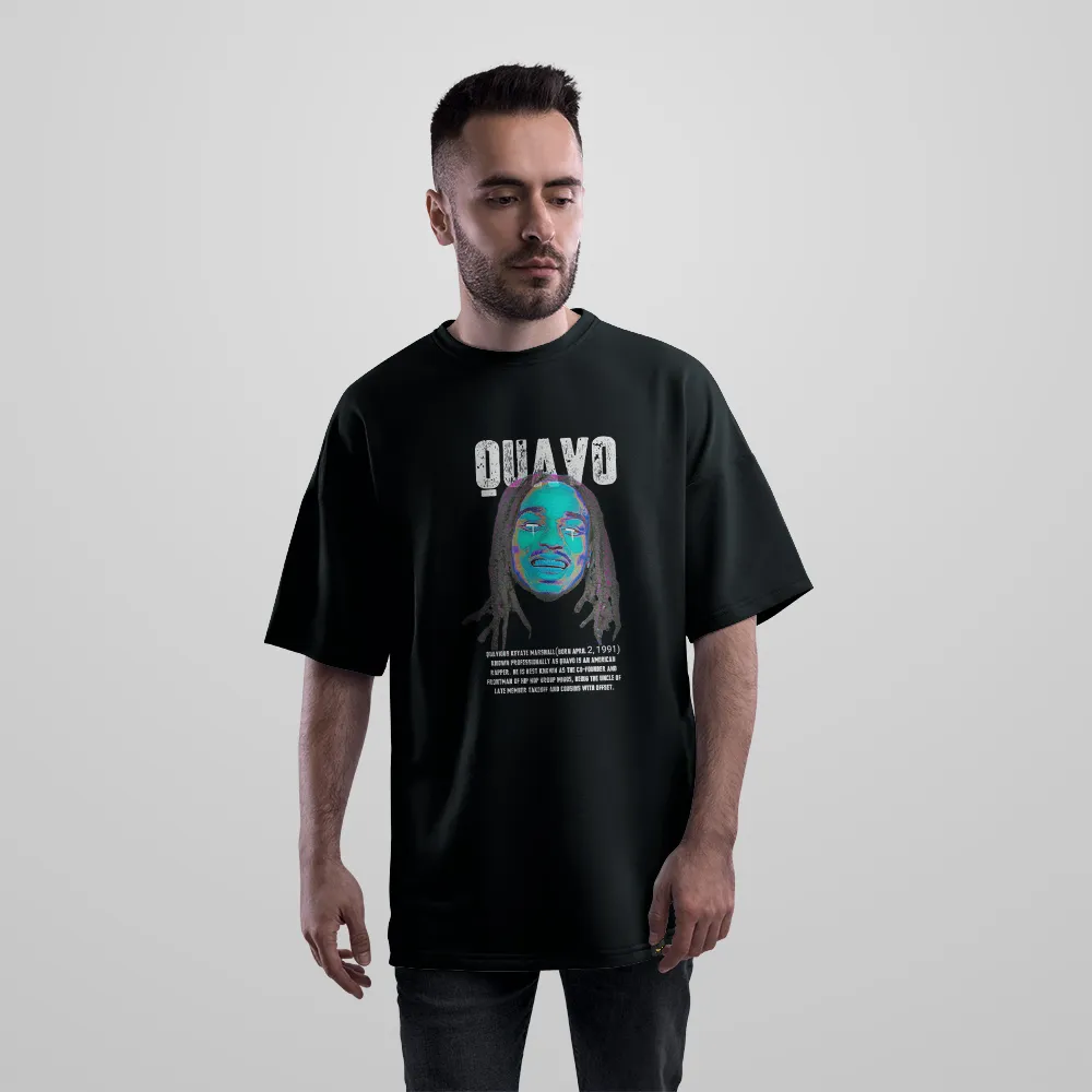 تیشرت اورسایز کویوو طرح پرتره رپ (Quavo) کد 29805