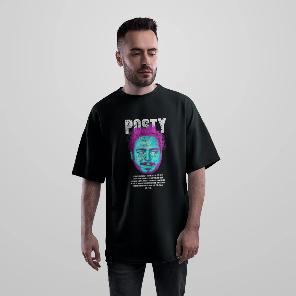 تیشرت اورسایز پست مالون طرح پرتره (Post Malone) کد 29809