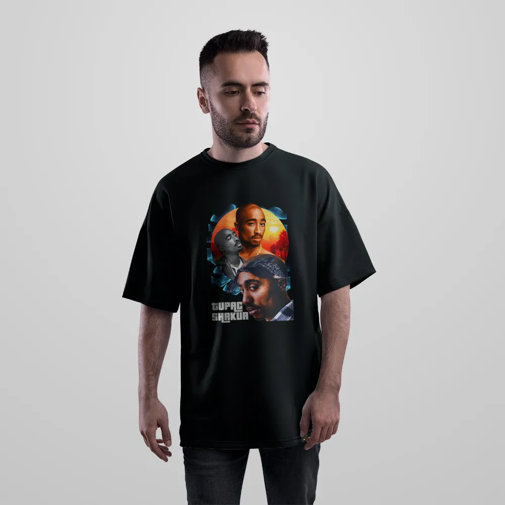 تیشرت اورسایز توپاک شاکور طرح گرافیتی (Tupac Shakur) کد 29826