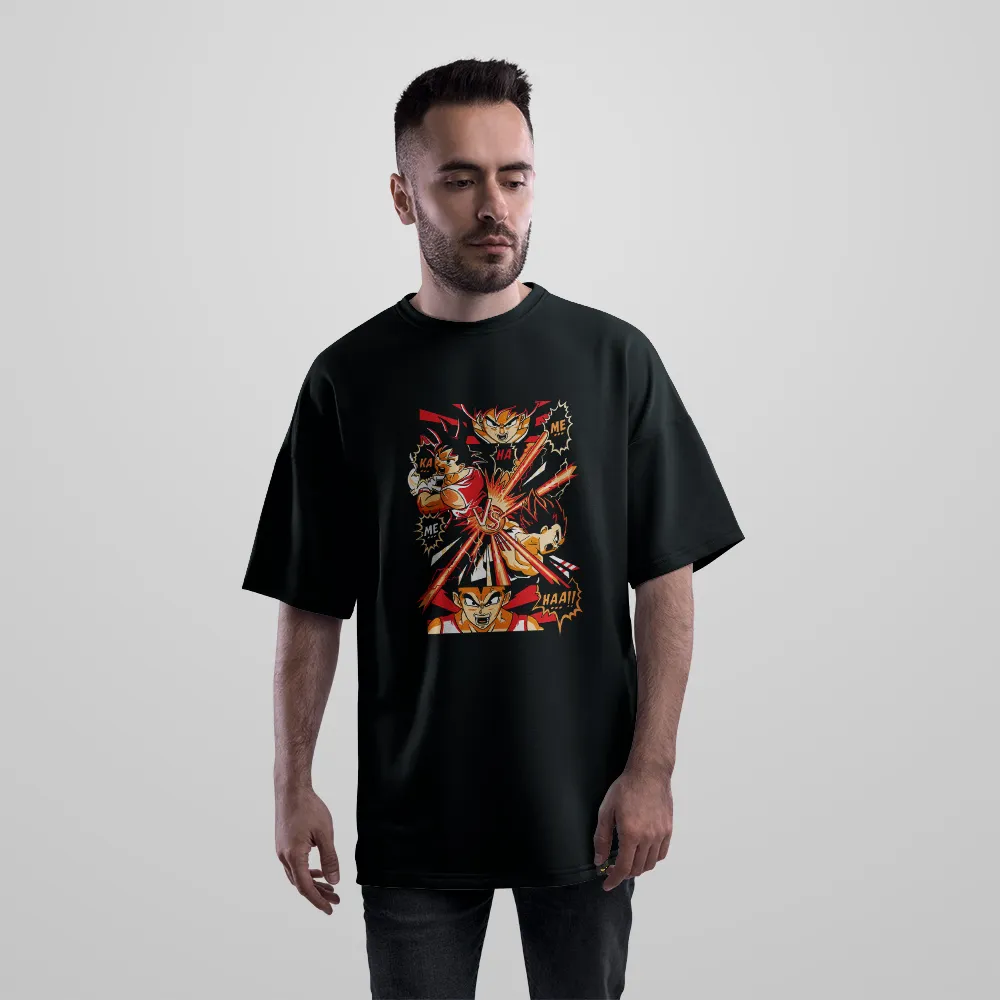 تیشرت اورسایز انیمه دراگون بال طرح گوکو و وجیتا (Goku vs Vegeta) کد 29918