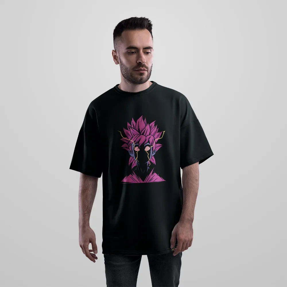 تیشرت اورسایز دراگون بال طرح گوکو بلک سوپر سایان رز (Goku Black Rosé) کد 30747
