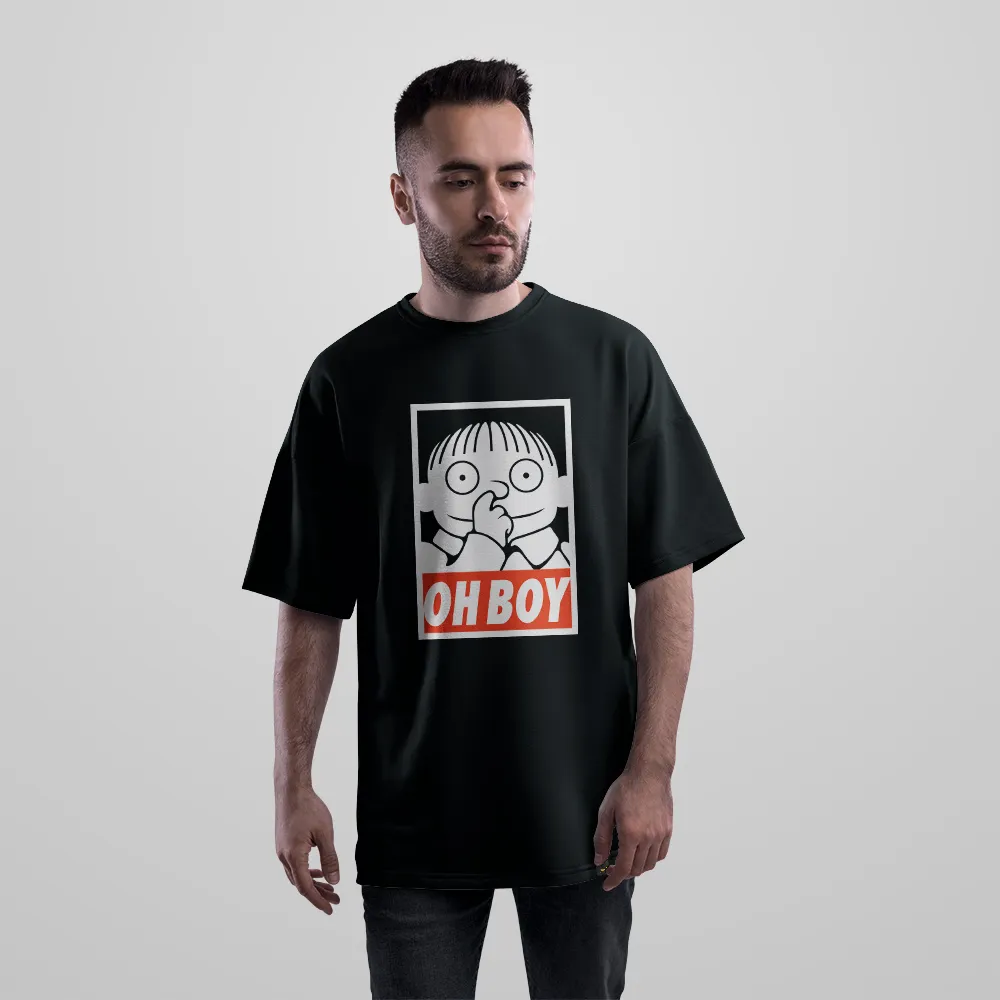 تیشرت اورسایز طرح پسر بامزه Oh Boy کد 30812