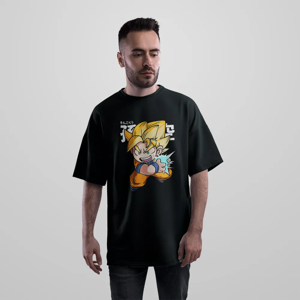 تیشرت اورسایز انیمه دراگون بال طرح گوکو کودک (Kid Goku) کد 31026