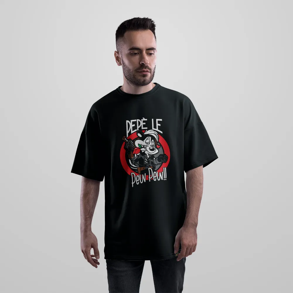 تیشرت اورسایز پپه لوپیو طرح Pew Pew (Pepe Le Pew) کد 31099