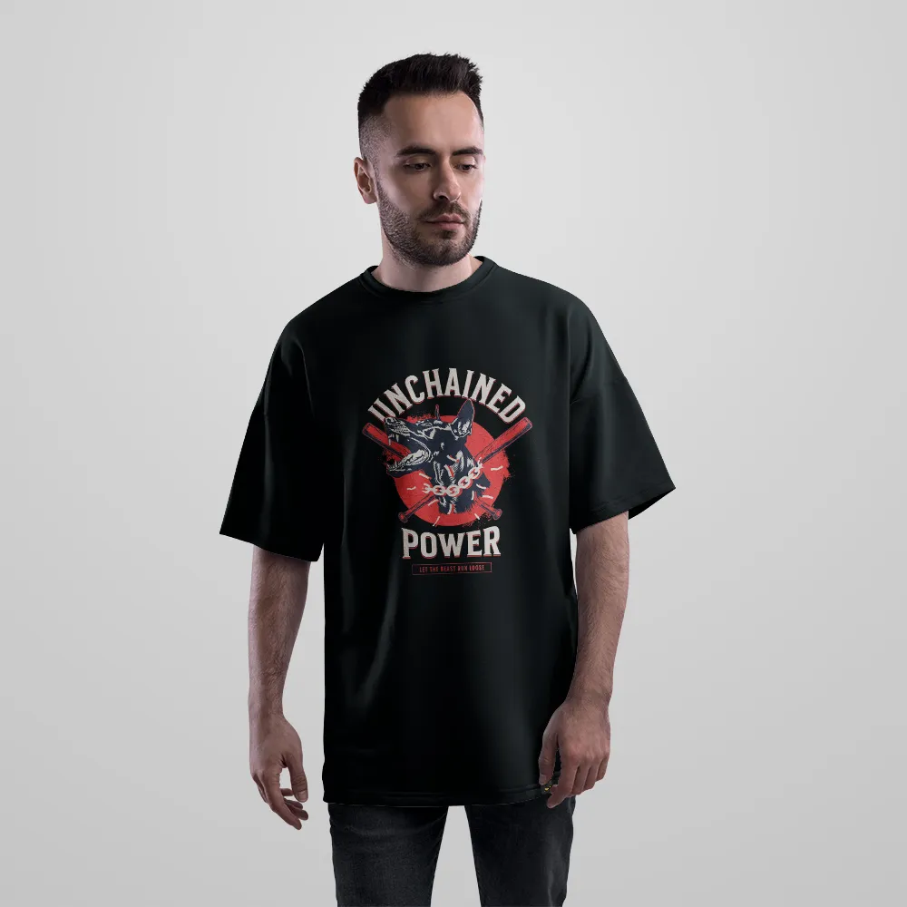 تیشرت اورسایز سگ طرح قدرت زنجیر گسسته (Unchained Power) کد 31138