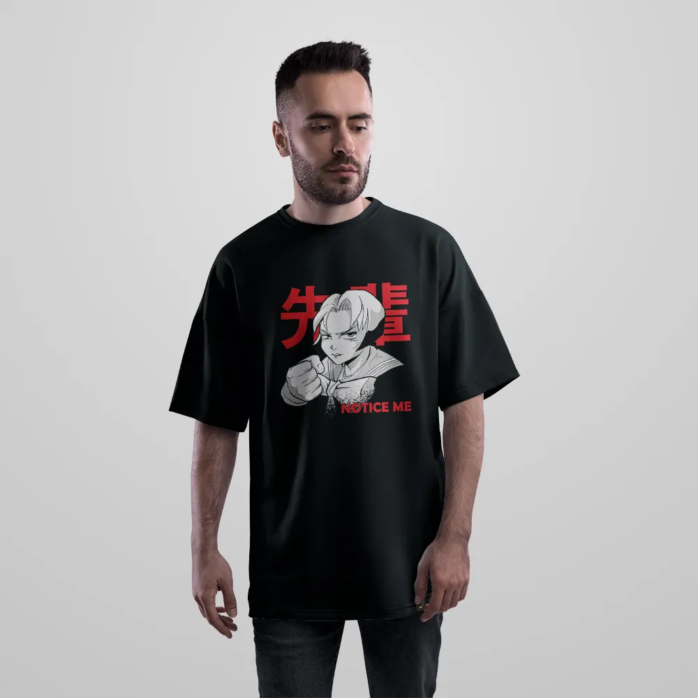تیشرت اورسایز دختر انیمه‌ای طرح Notice Me کد 32210